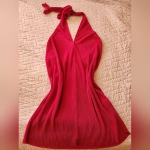 Pink Ribbed Halter Dress